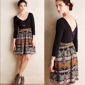 Maeve Anthropologie Fit Flare V Neckline Dress 8